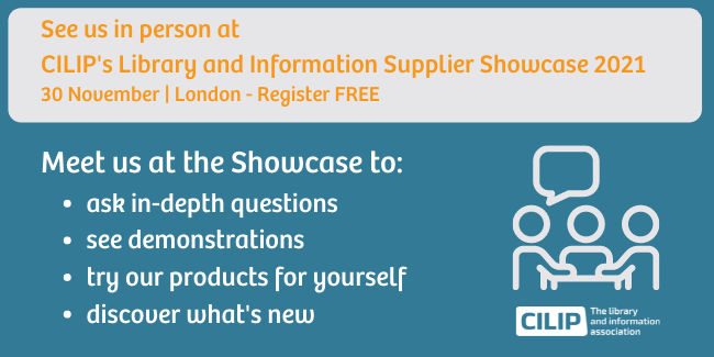 OCLC's tweet photo. Attending the @CILIPinfo Library and Information Supplier Showcase on 30 November in London? We are too!
Don't forget to stop by the #OCLCuk stand to find out more about our products and services. @CILIPevents #CILIPLMS
Register here⤵
https://t.co/tJ3mto9Cvm https://t.co/ZXSCzRN2U7