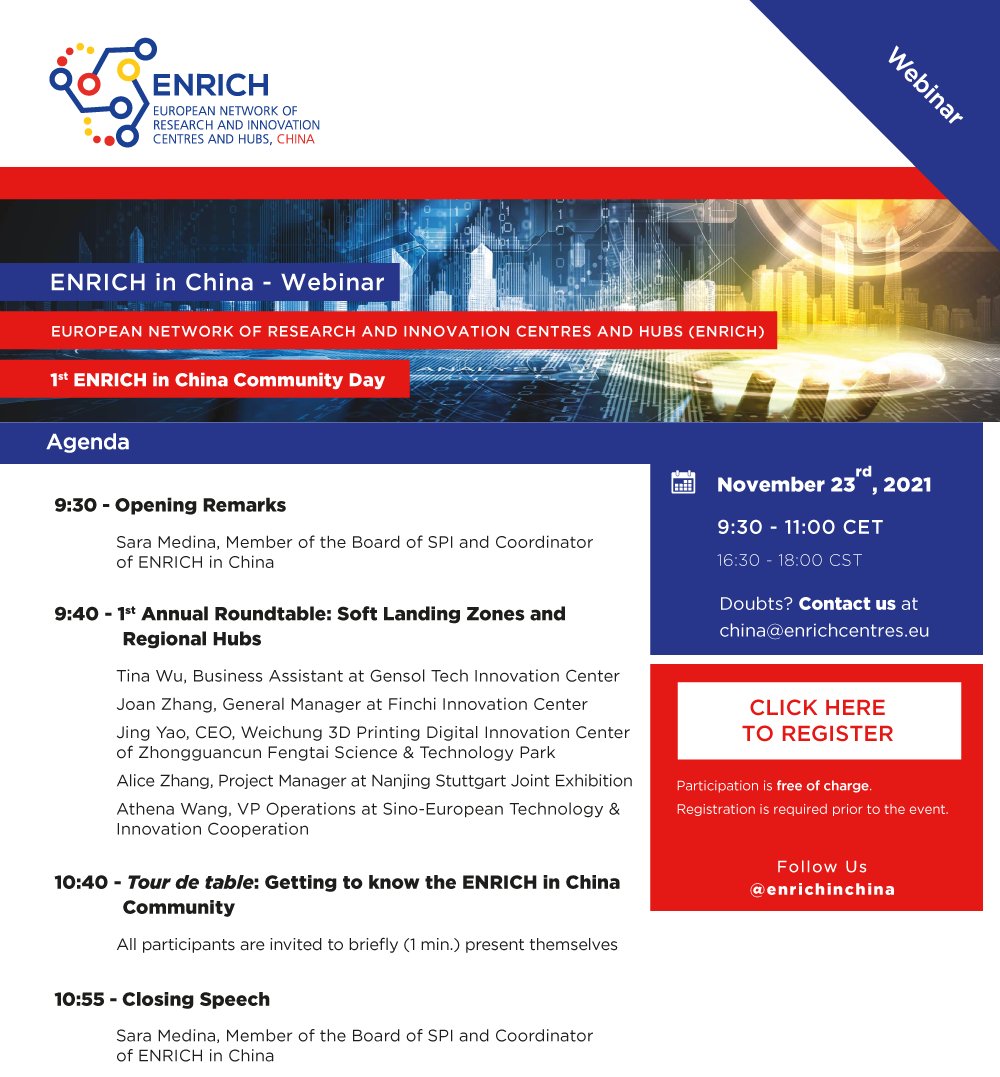 🇨🇳🇪🇺 <a href="/enrichinchina/">ENRICH in China</a> will host its 1st Annual Community Day on November 23! 
👥🌍This event is especially directed at anyone interested in learning more about our initiative - the <a href="/enrichinchina/">ENRICH in China</a> kindly invites you to join.
Registrations open👉bit.ly/3kjkofr