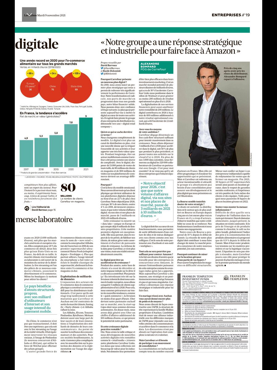 « @GroupeCarrefour a une réponse stratégique et industrielle pour faire face à <a href="/amazon/">Amazon</a> » <a href="/bompard/">Alexandre Bompard</a> dans les <a href="/LesEchos/">Les Echos</a> <a href="/DavidBarroux/">david barroux</a> 🚀👇