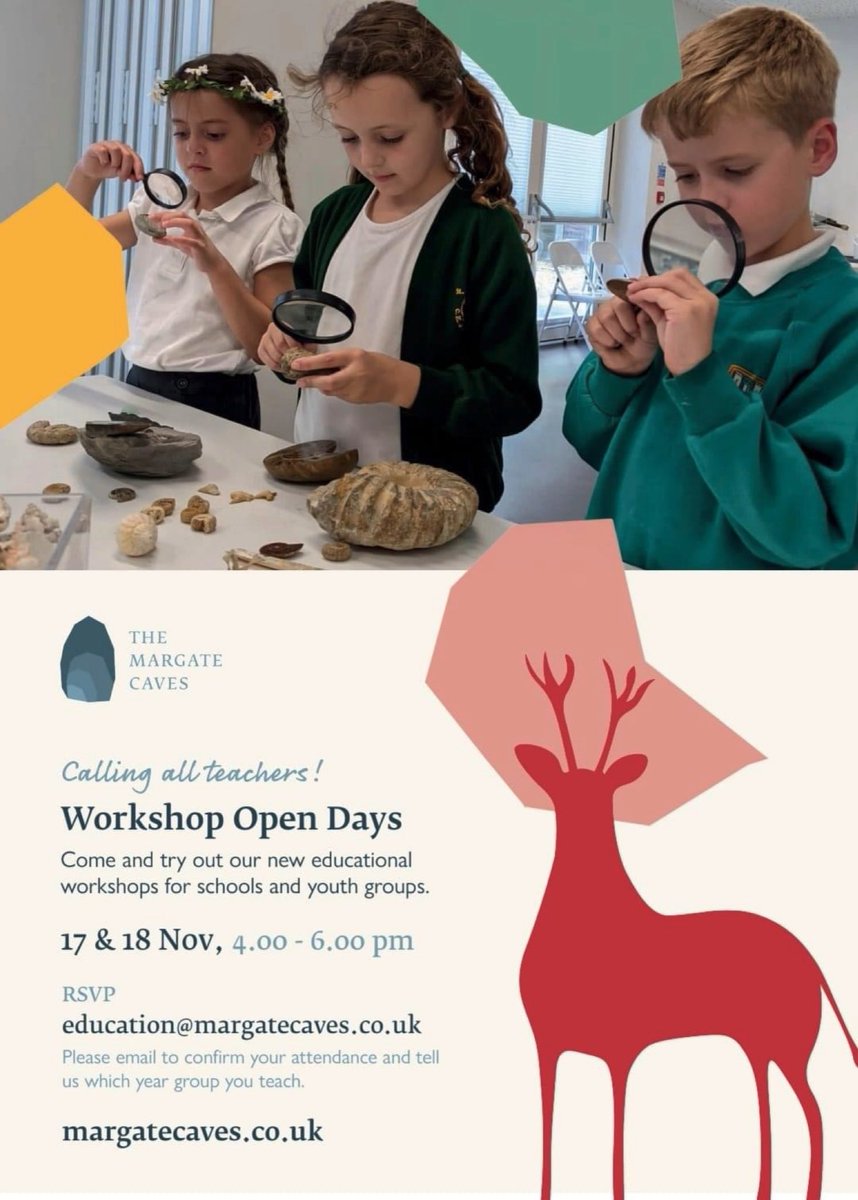 MargateCaves's tweet photo. Join us on Wednesday 17th and Thursday 18th November for our very first Teachers Evening!

All teachers welcome! Explore the Caves, talk to our team about what is available, try out some of the educational workshop. 

Email education@margatecaves.co.uk to confirm your attendance https://t.co/lYheui2Fvz