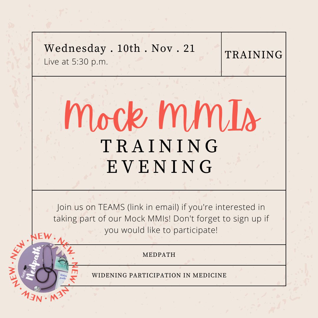 KMedpath's tweet photo. A Little reminder about our Mock MMI Training Evening Tomorrow Night 😍✨. If you haven’t got access to the TEAMS link then do drop us a message and we will send it to you. We are super excited to see you all 💜 #wideningparticipation #medicine #MMI #interviews #medpath #keele https://t.co/nG8G6NHLCc