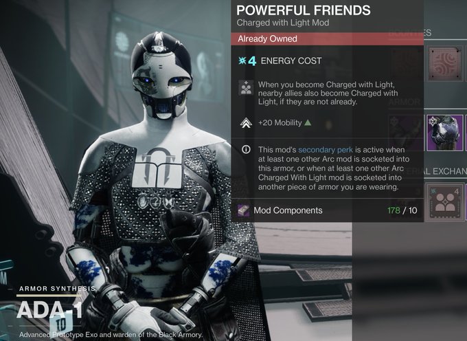 To All of my @DestinyTheGame fans who do not currently have the "Powerful Friends" Mod, Ada-1 has it<a class="tags" target="_blank" title="On Twitter" href="/?out=eyJ0eXAiOiJKV1QiLCJhbGciOiJIUzUxMiJ9.eyJpYXQiOjE3MjY1MDcyMDIsImlzcyI6InR3cG9ybnN0YXJzLmNvbSIsIm5iZiI6MTcyNjUwNzIwMiwiZXhwIjoxNzU4MDQzMjAyLCJyZWRpcmVjdF91cmwiOiJodHRwczovL3R3aXR0ZXIuY29tL0Rlc3RpbnlUaGVHYW1lIn0.xvq0lXdmxrygqR78bDQtoR_l-pdTJuhu4Ga_TQsm5VWaaOrTne1ofQeLYFnZUIR3oONZssrnDRoytDfD4TWPnw">@DestinyTheGame</a><a href="/tag/destiny2"class="tags"><span>#destiny2</span></a>
