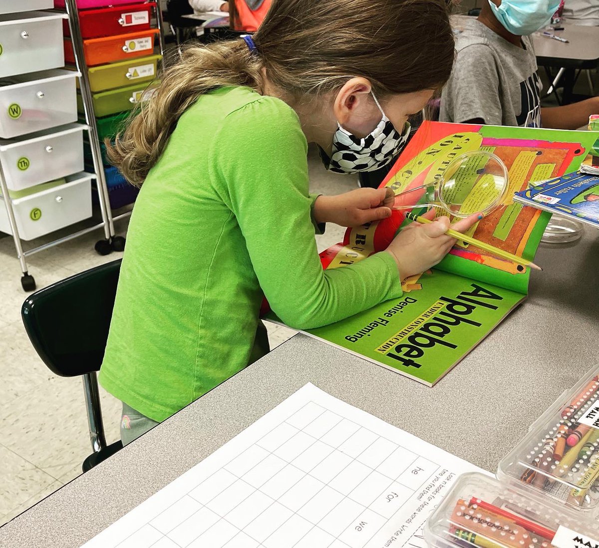 Engagement is everything! We became detectives by looking for our sight words in the books we love (hint: give out a magnifying glass for extra excitement)!