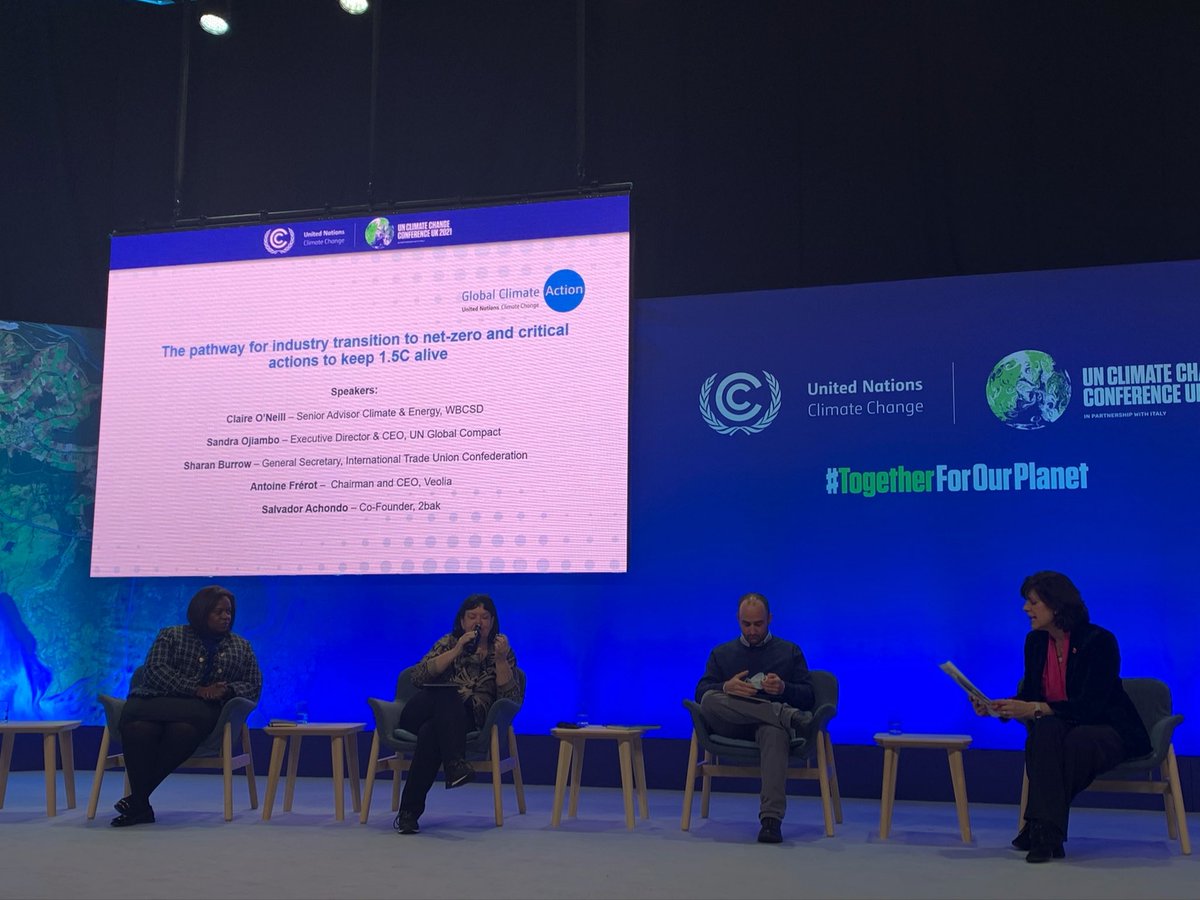 SharanBurrow's tweet photo. There is a chasm between people outside @COP26 and governments and business. Workers and communities want to be at the design table for jobs and #justtransition #togtherforourplanet @SandaOjiambo @wbcsd #marrakeshpartnership https://t.co/lY0n36UFka