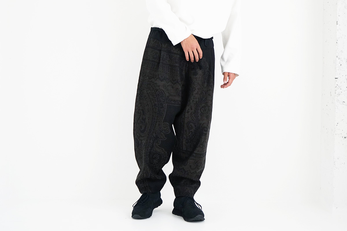 YANTOR ヤントル Tibetan Paisley Jacquaed Himo Pants[Y215PT09/BLACK