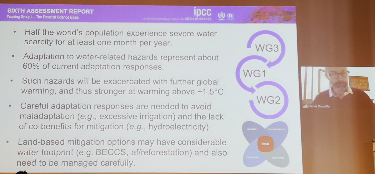 EvaHernandezH's tweet photo. @APE_EU #BacktotheNature event, Herve Douville @IPCC_CH highlights some recommendations to deal with #ClimateCrisis warning against maladaptation implied in increased irrigated agriculture and in hydropower https://t.co/36S9ODTWAi