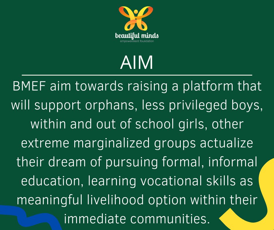 BM_Empowerment's tweet photo. BMEF Aim!
#BeautifulMindsEmpowermentFoundation #BMEF #aim #mission #vision #Awareness #Nigeria #love #help #Children #ngo #nonprofit #education #support #community #humanity #givingback #nonprofitorganization #socialwork #giveback #dogood #hope #volunteering https://t.co/uO9edSklnN