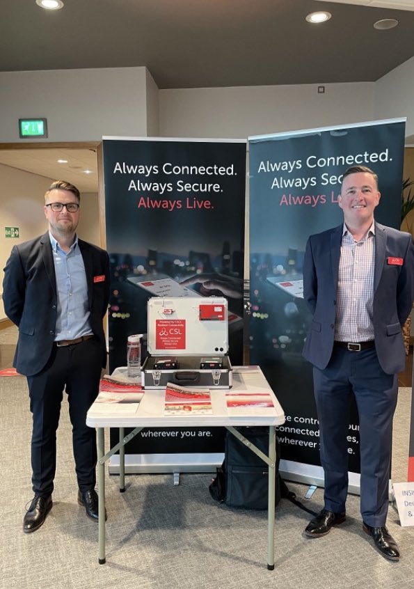IanHalliwellCSL's tweet photo. Ready to go at the @HIKVISIONUK Autumn Insight Event at Old Trafford in Manchester. @CSLGroupLtd Head of Sales John Coleman will be presenting on CSL Router solutions, come see us for more info in the exhibition hall #CSLrouter #4Gconnectivity https://t.co/HT2MuZmds2