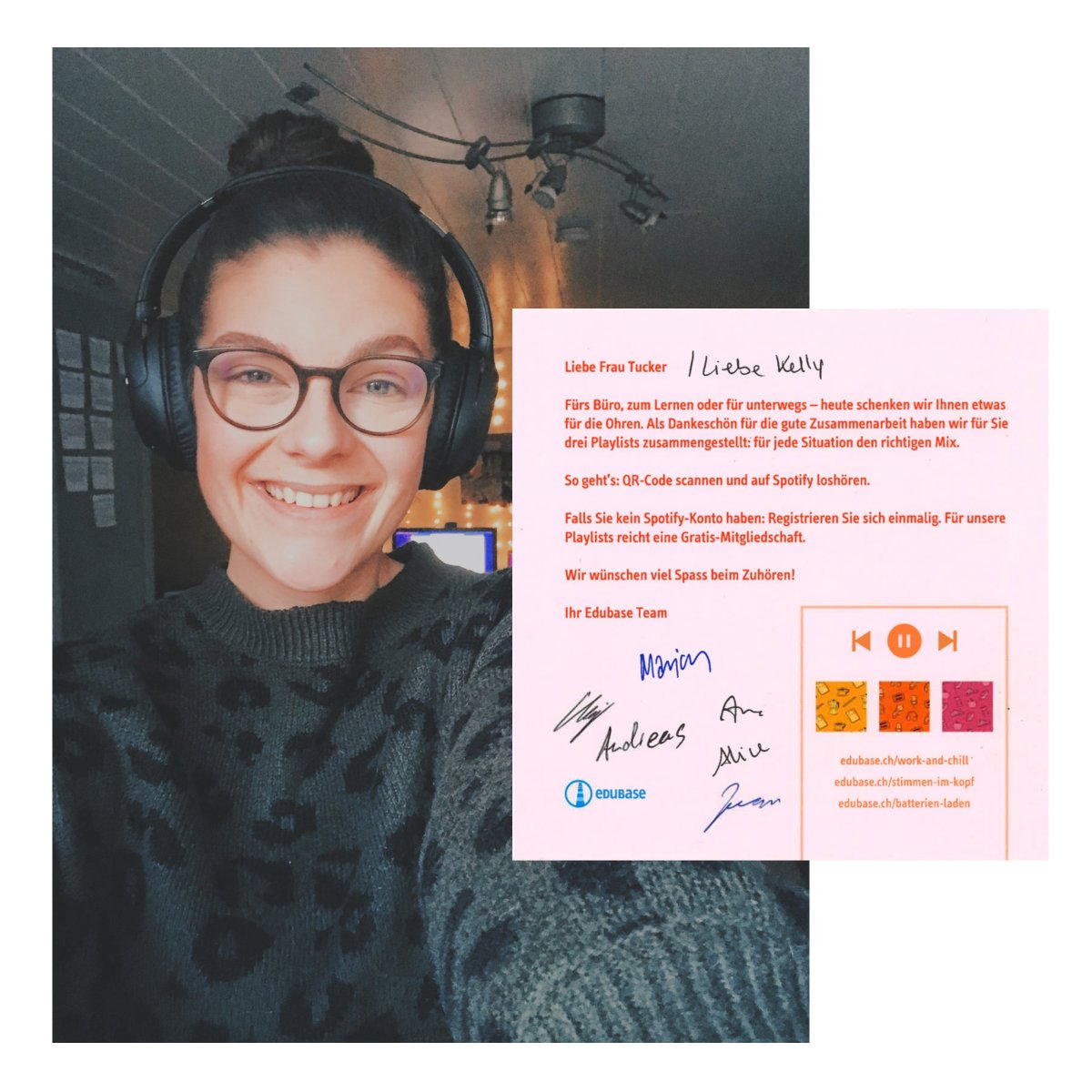 SilkCodeApps's tweet image. Uns hat in Krefeld Post aus der Schweiz erreicht! Merci, @EdubaseAG  für diese willkommene musikalische Abwechslung im Homeoffice! Unsere @kellyrubytucker   habt ihr mit euren Spotify-Playlists sehr glücklich gemacht! 🎧😊