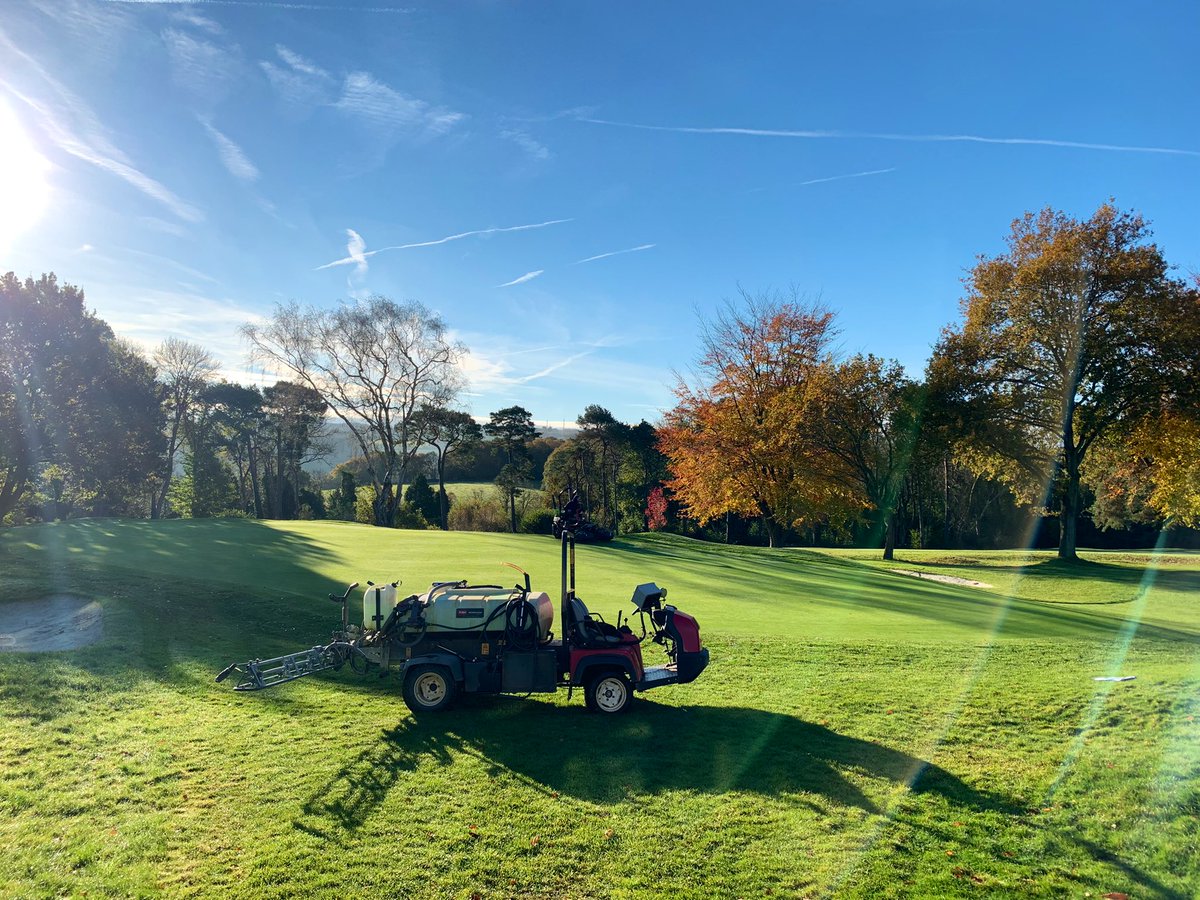 Application of <a href="/UltraSoil/">Ultra Soil Solutions</a> Gyp-Flo going out in greens today