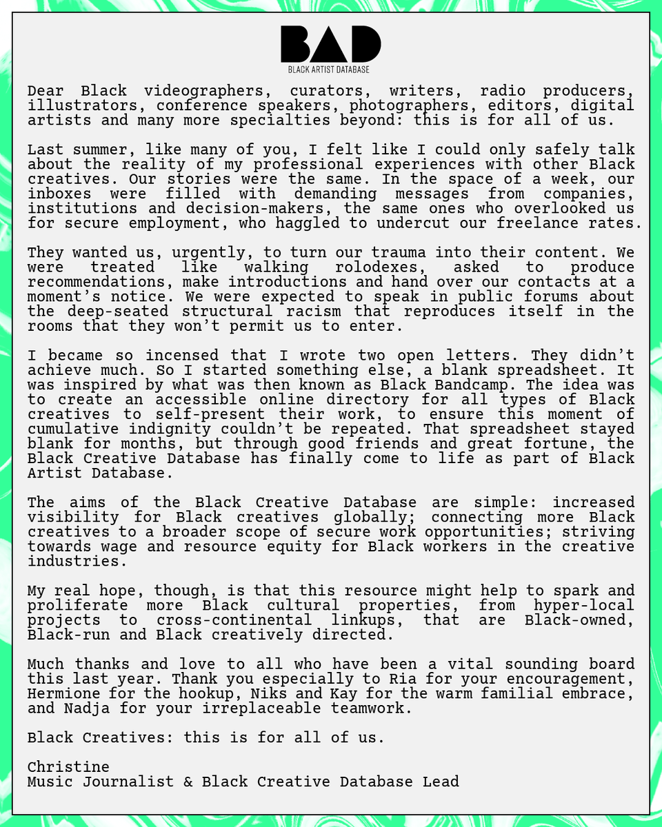 Black Artist Database (B.A.D) tweet media