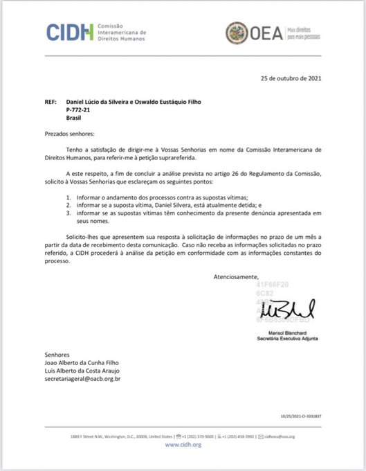 nelsonpaffi's tweet photo. Imediatamente após receber a intimação da OEA, togado Alexandre mandou soltar o Deputado Daniel Silveira.
É só apertar que esse pessoal afina rapidamente. https://t.co/BYEH1zv2dW