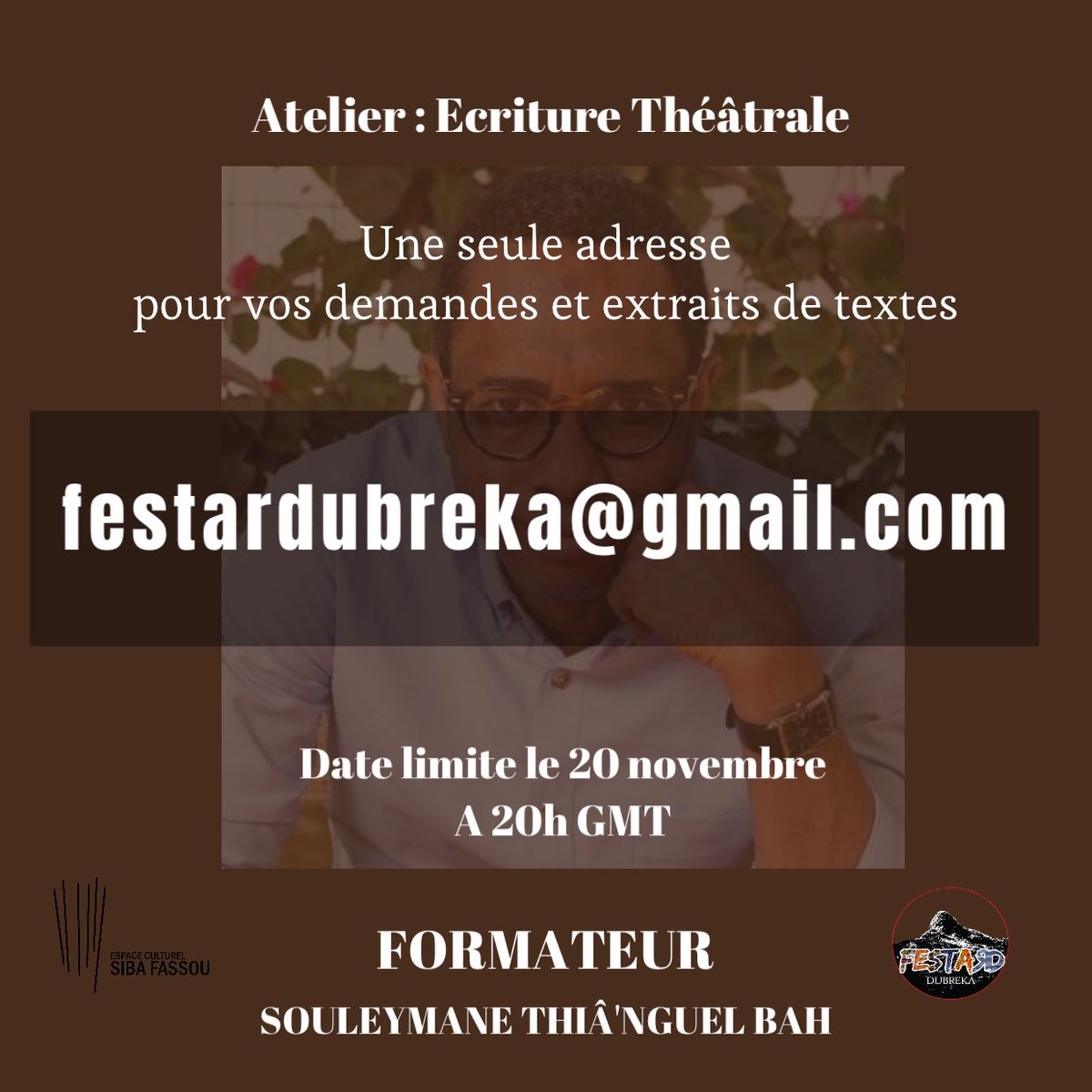 Hassanehilal's tweet photo. Vous avez écrit où vous avez envie d’écrire pour le théâtre.
Vous voulez acquérir les outils techniques de l’écriture dramatique.
Voici l’opportunité de travailler avec Souleymane Thià’nguel Bah Prix @RFI Théâtre 2020.
@segadiallo @witterlims @lharmattanGN @GouvGN https://t.co/h6jglOC9ET