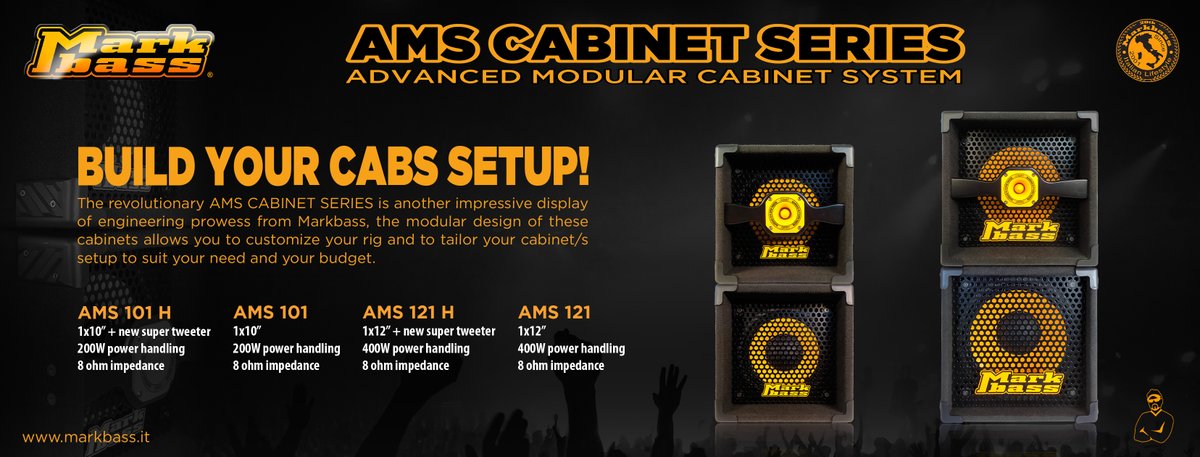 MarkbassAmps's tweet photo. AMS CABINET SERIES (ADVANCED MODULAR CABINET SYSTEM).
The intelligence in design coupled with the portability, flexibility, and value for the money. 
https://t.co/uFmVCOpIv0 https://t.co/ZHhBxTSyNn