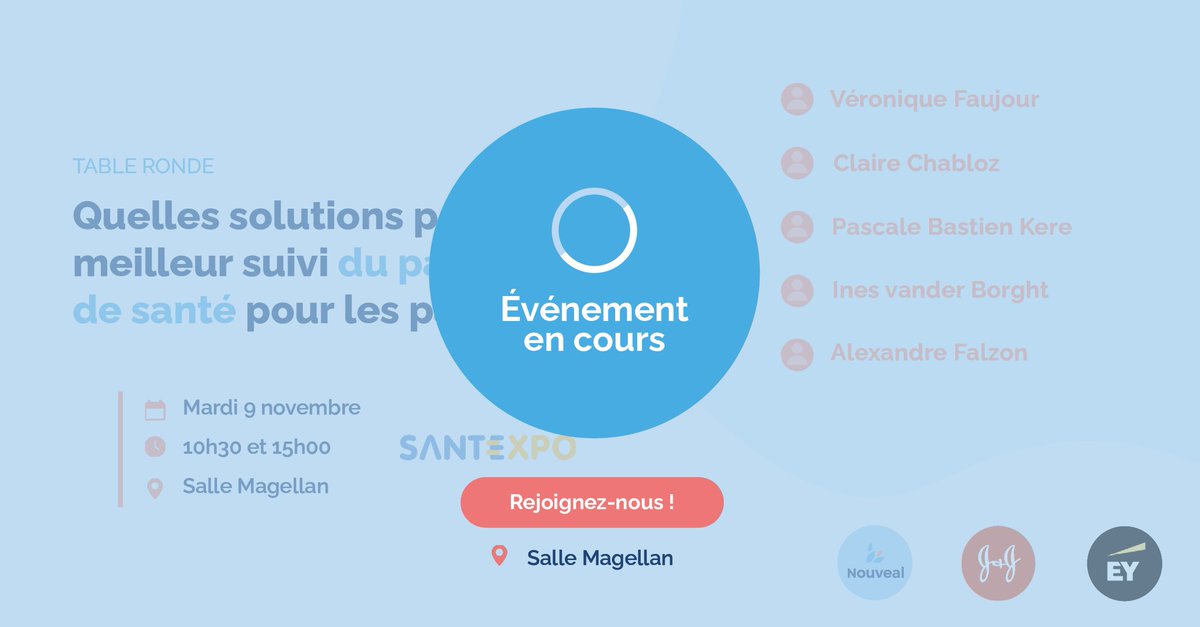 Le début de la table ronde c’est maintenant, Salle Magellan ! Il n’est pas trop tard pour venir y participer.
@alexandrefalzon <a href="/JNJNews/">Johnson & Johnson</a> <a href="/EYFrance/">EY France</a> #SantExpo2021