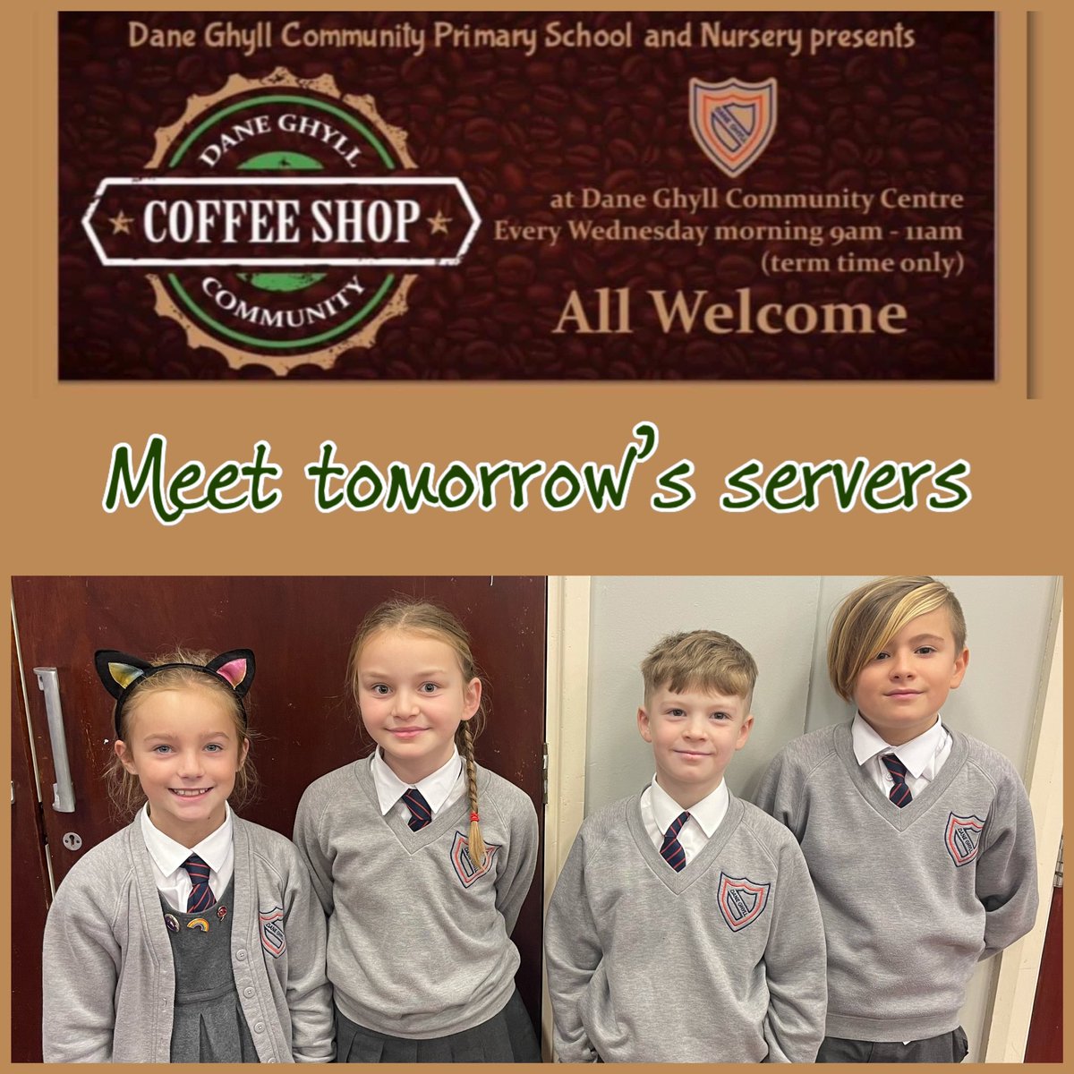 Tomorrow’s Coffee Shop Servers 9am-11am ☕️ 
Followed by Community Choir 11-11.45am🎶
Community Lunch (two courses for £4) 12-1pm🥘
