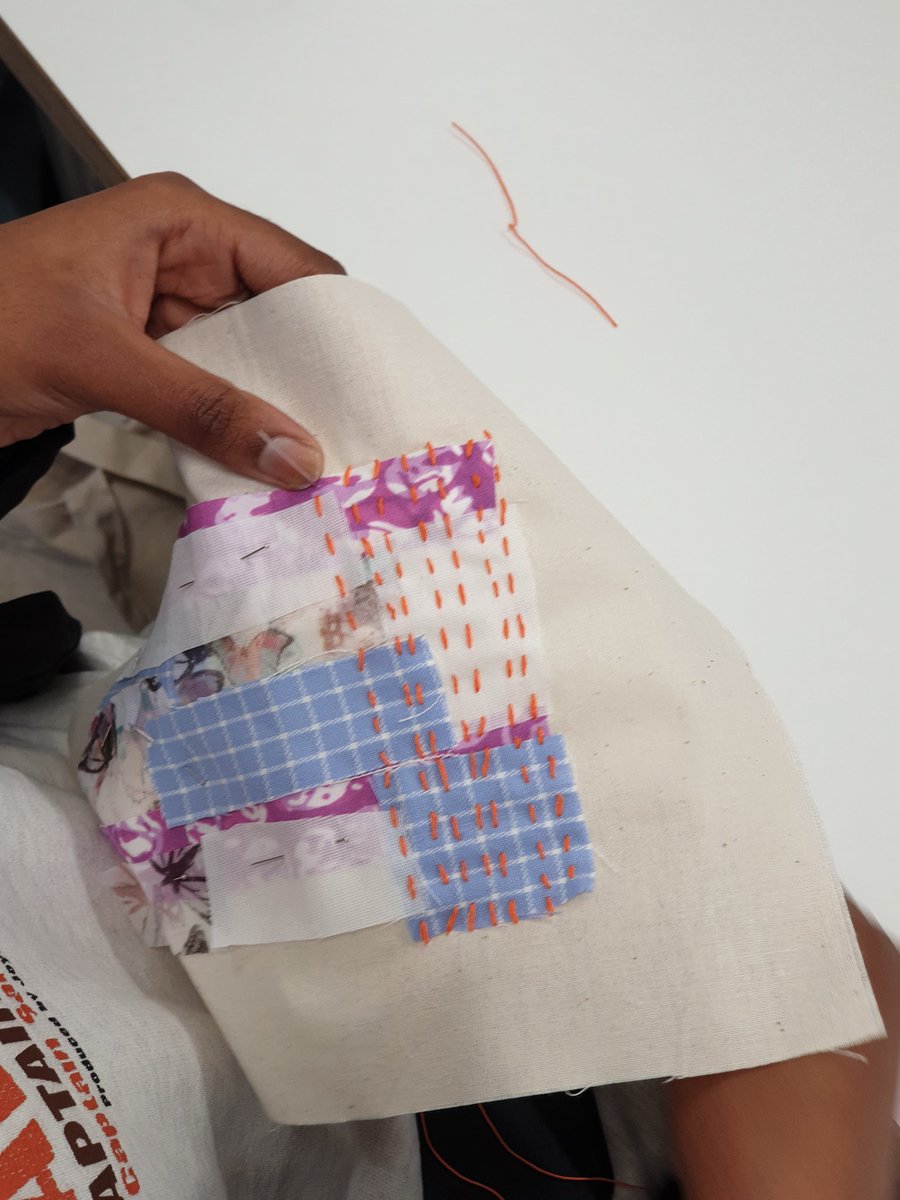 thatwendyward's tweet photo. Another fab day yesterday working with Fashion 1st years @ArtandDesignSHU thinking about longevity, favourite clothes and doing some nice slow hand stitching to let our minds wander....🪡 #sustainablefashion #handsewing #fashioneducation #thinkingthroughmaking https://t.co/h3WGk2Gj5I