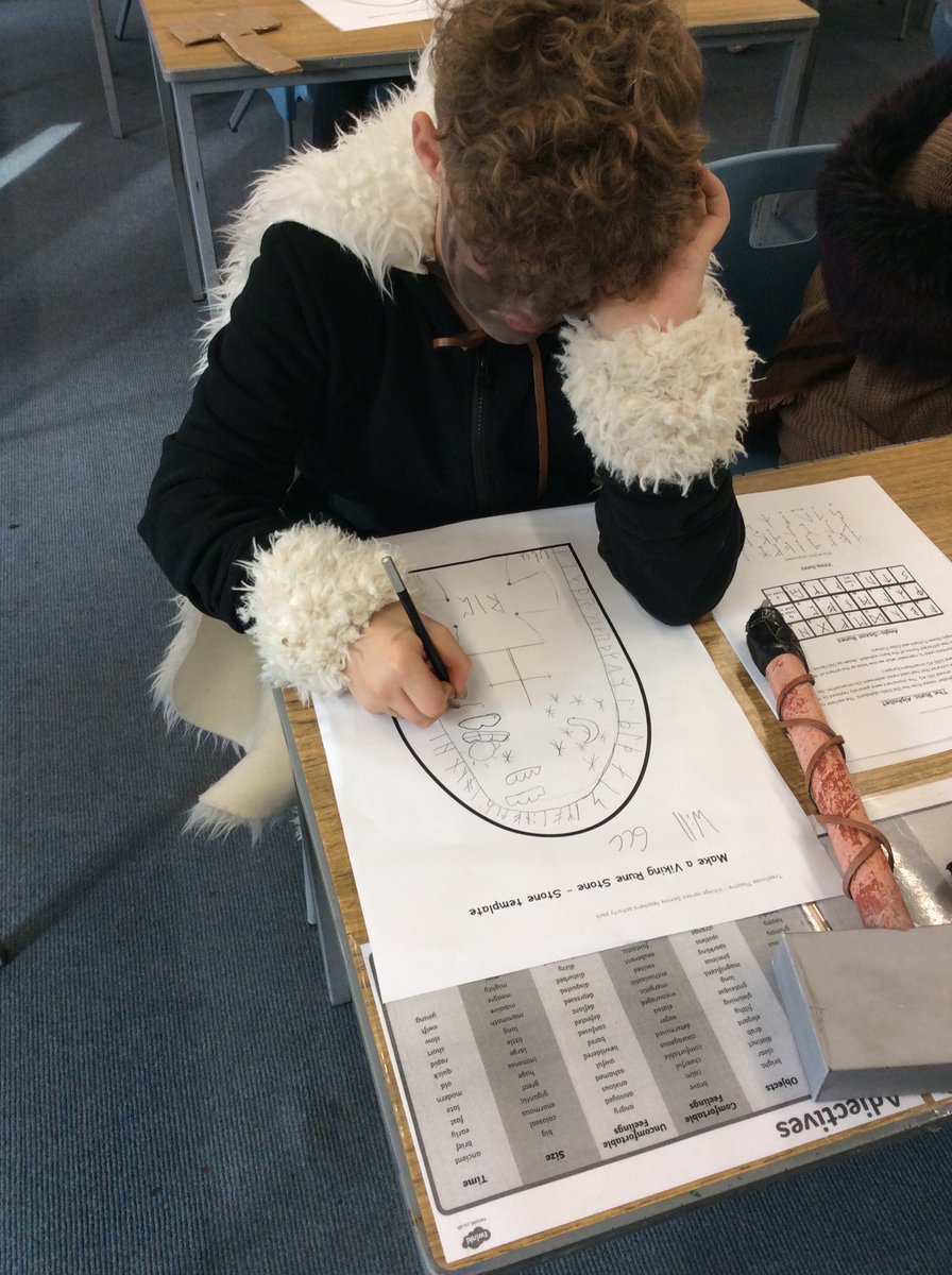 west_moors's tweet photo. Year 6 warriors are busy writing rune messages onto their stone tablets! 
#codedmessages https://t.co/neKAzvhJgi
