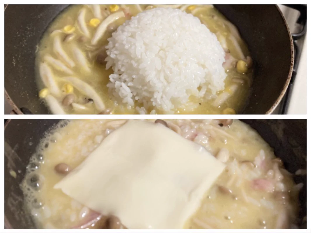 これなら味付けに困らず作ることが出来そう！コーンスープの素を使った「リゾット」の作り方！