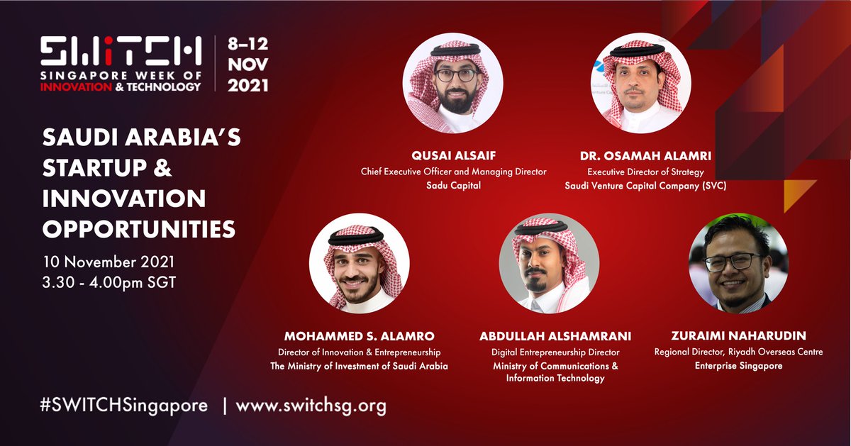 qusai2's tweet photo. I am excited to speak at @Singapore Week of Innovation and TeCHnology (SWITCH) 2021, Asia’s leading innovation and technology festival!
Join me at the Flagship event happening from 8-12 November 2021!
Register at https://t.co/SC4mngfidj
#SWITCH2021 https://t.co/mVHMTmg4w6