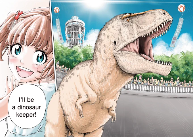 『ディノサン』英語版のご要望を多くいただいていたので、無料お試し版を作成してみました!!☺️✨  ぜひ、チェックしてみてください🦖🌴  1話 甘えん坊のユキ(English ver.)  #dinosaurs #comic #Giganotosaurus