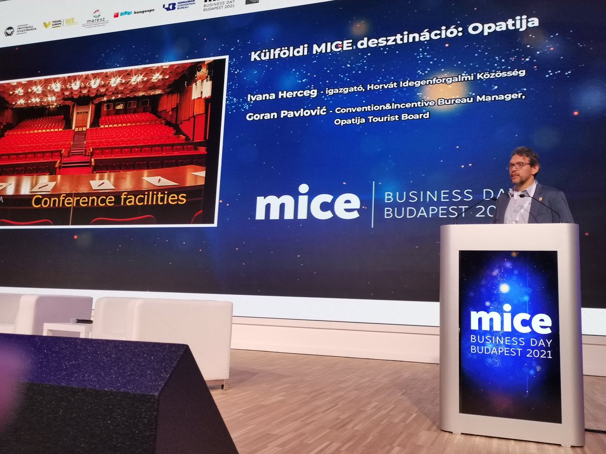 OpatijaCIB's tweet photo. Presenting #Opatija on big stage @hungexpo amazing new congress centre with @Croatia_hr #MICEBusinessDayBudapest2021 #LiveEvent https://t.co/h8uhOkZeEi