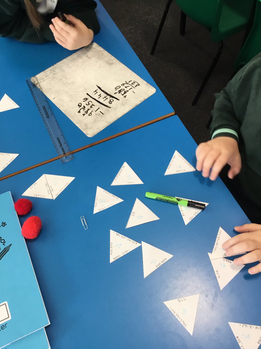 TGPS_NorthLincs's tweet photo. Year 5 are solving addition and subtraction calculations using tarsia triangles. #TGPSMaths #TGPSYear5 #TGPSTeamwork https://t.co/FLkvqsr6Pe