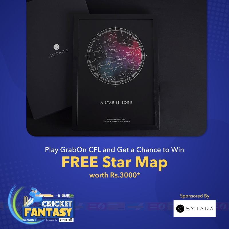 GrabOnIn's tweet photo. One last chance to Win FREE Star Map worth Rs. 3000* from @sytara_in!
Participate in Croma CFL & Play amazing games and predict winners of the match. Hurry up.
Play Now: https://t.co/xd23EyH6Zq
#GrabOnCFL #CromaCFL #Sytara #Starmap #Contest #giftideas #giftsforher #giftsforhim