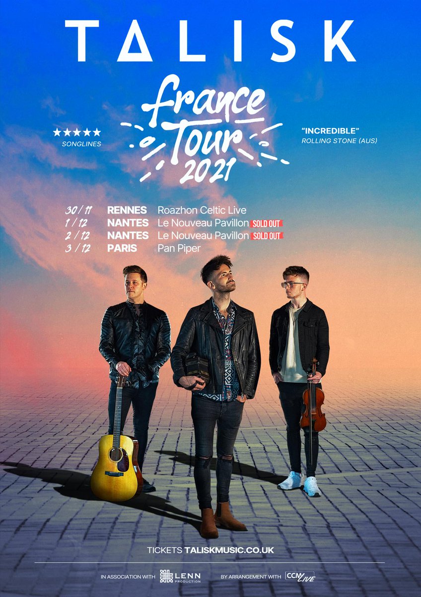 LennProduction's tweet photo. Le fantastique trio @TaliskMusic est de retour en France ! Début de la tournée à Rennes ce 30 novembre à l'occasion de #RoazhonCelticLive, pensez à réserver ! https://t.co/rttXq2sXy5 https://t.co/l3i2sfxQ9j