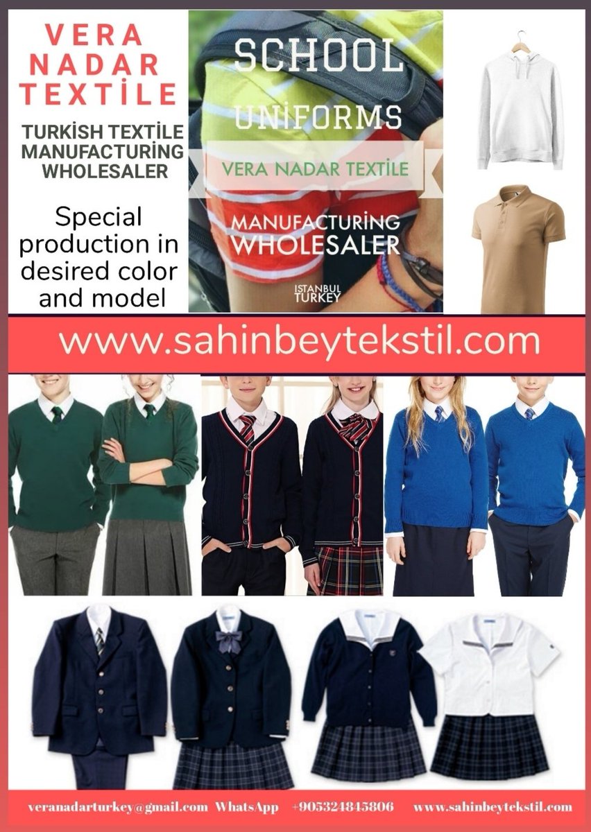 VeraNadar's tweet photo. We make wholesale production in the desired color and model.Just send the right information or images for the right analysis.Our production list is listed as follows #SchoolUniform
#exports Music dance https://t.co/JdnW4qtpH6