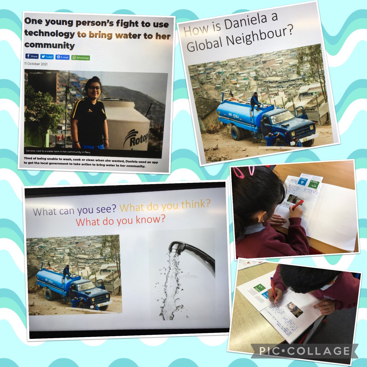 Stphilipevanspr's tweet photo. Bl4 have been learning about Daniela’s story this morning and how she used technology to serve others in her local community. They have also been thinking about the global goals and how this story links to their rights💧🌎@CAFODSouthWales #globalneighbour #fratellitutti https://t.co/LG1TNVbhLq