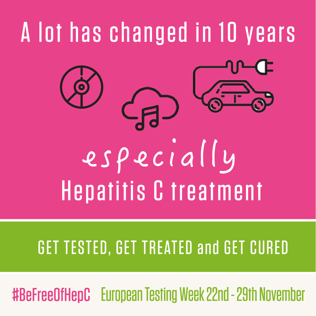 changegrowlive's tweet photo. Treatment for Hep C has changed a lot over the last 10 years. 

It's now a course of tablets between 8 to 16 weeks long with very few side effects.

Don’t be misinformed, ask your local service and get tested: https://t.co/VzYcgx9cWJ

#EuroTestWeek #BeFreeOfHepC #HepCULater https://t.co/o5bOMzv7eJ