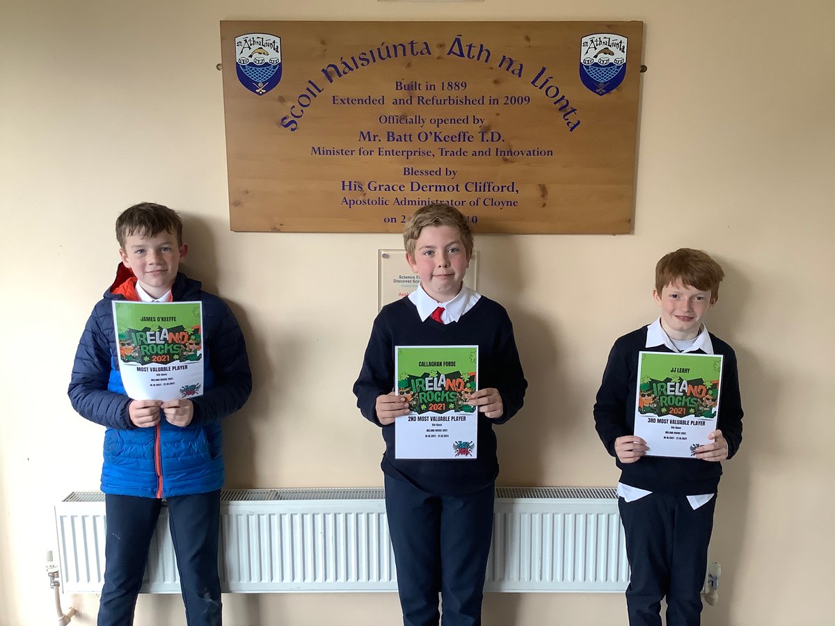 Well done to our Times Tables Rock Star MVP’s who helped the school finish 4th overall in 🇮🇪#mathsweek#mvps#timestables#Irelandrocks