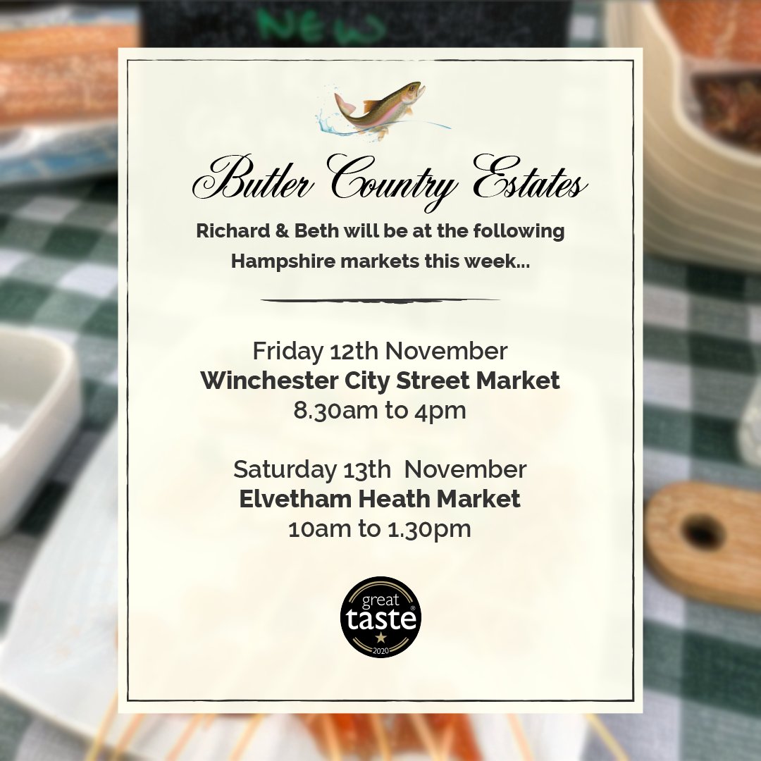 hampshiretrout's tweet photo. Richard and Beth will be at the following #Hampshire markets this week selling our delicious award-winning smoked trout pate and fillets: #Winchester on Friday &amp; Sunday and #Elvetham @EHMarket &amp; #Alton on Saturday.  

https://t.co/AxAogETtf7

#hampshirefood #foodie #smokedtrout https://t.co/wejnqQhpCY