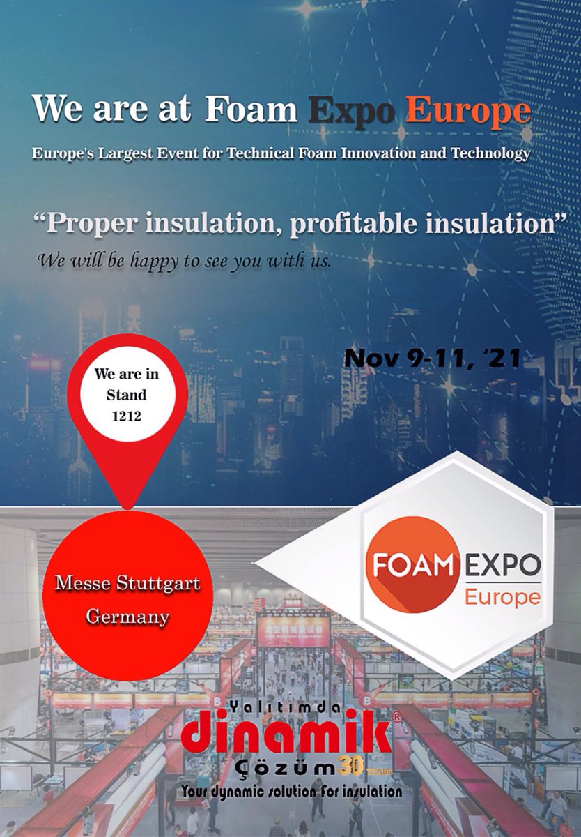 DiNAMiKISI's tweet photo. We are at Foam Expo Europe / Messe Stuttgart Germany
Europe’s Largest Event for Technical Foam Innovation and Technology
“Proper insulation, profitable insulation.”
Your dynamic solution for insulation.
#DNISI #FoamExpoEurope2021 #MesseStuttgart #Germany #TechnicalFoam https://t.co/h4rtbGQFIg