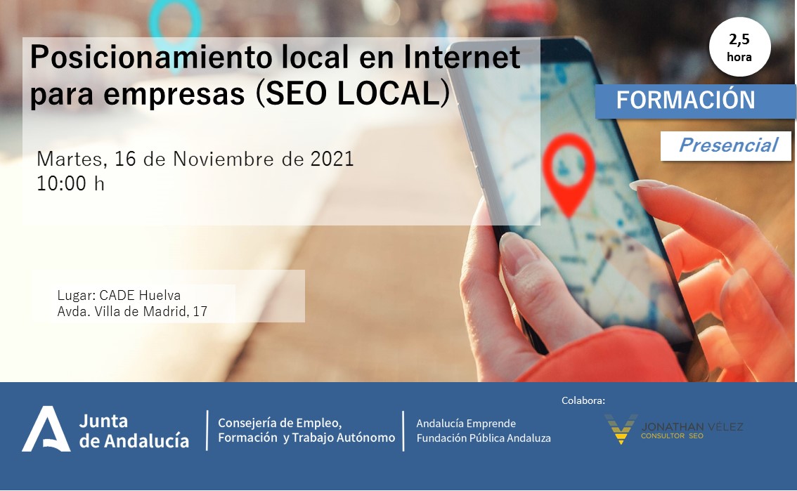 cadehuelva's tweet photo. 🔝 Formación en #CADEHuelva.
📌 Posicionamiento local en internet para #empresas.  (SEO Local)
🗓 16 Nov.  ⏰ 10:00H
Lugar: CADE Huelva. C/ Villa de Madrid, 17, 21001 Huelva.
✍️ Inscríbete: https://t.co/J1eoHBLtZF https://t.co/MqV62YXGoJ
