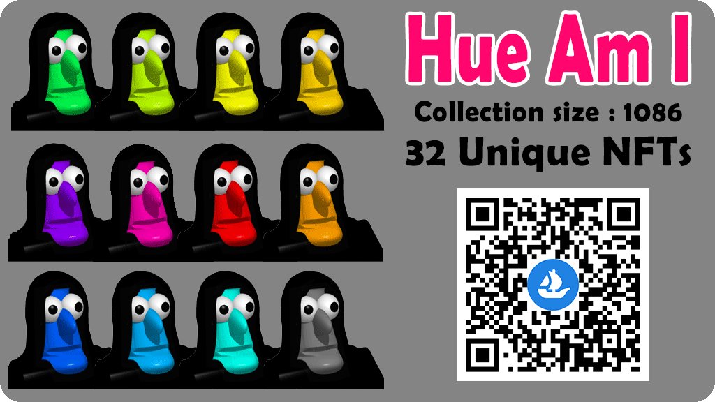 "HUE AM I" Collection on @OpenSea opensea.io/collection/hue… 

32 Hues / 1086 NFTs

Pastel Hue #31 Random Give Away:
1. Follow @eltonharding
2. Like &amp; Retweet post
3. Tag 3 Friends
4. Drop ETH Address in comments
#freenfts #nft #nftgiveaway #nft #nftcollector #NFTdrop #FreeNFT