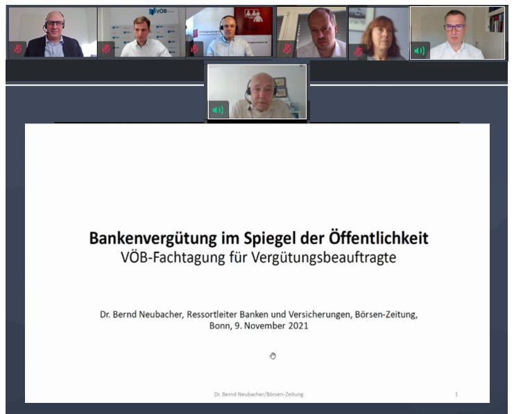 St_Hirschmann's tweet photo. Toller Auftakt zur #VÖB-Fachtagung für Vergütungsbeauftragte @voebservice mit @Neubacher_B @Boersenzeitung über Bankenvergütung im Spiegel der Öffentlichkeit 👌. Ein breites Spektrum zu #CompensationGovernance #Nachhaltigkeit #Vergütungsregulierung. Danke, lieber Bernd! 🙏 https://t.co/PxBFfhmJEx