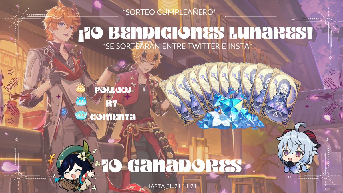 Hikacozy's tweet photo. 🎉SORTEO CUMPLEAÑERO 2🎉

Para seguir celebrando mi cumple os traigo otro sorteo para insta y Twitter

Si participáis en los 2 tendréis el doble de posibilidades ♥

Participa⬇️
🦜Follow @_Itshikaru 
🔁RT

Para España y Latam!

Insta ⬇️
https://t.co/x1fwubnkbQ

#genshinimpact https://t.co/ArlrfuVBt3