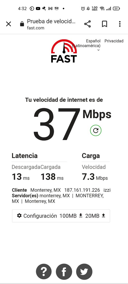 abner_millan's tweet photo. @izzi_mx 
Uno de tus argumentos es que hay horas pico de tráfico y por eso baja la velocidad.
Ahorita que son las 4:33 am
Consideras que hay tráfico?
Creo que sigue siendo tu servicio
Me cobras por 100 MG y me das esto.
Así las cosas con @ayudaizzi https://t.co/nva8r7Mn2c