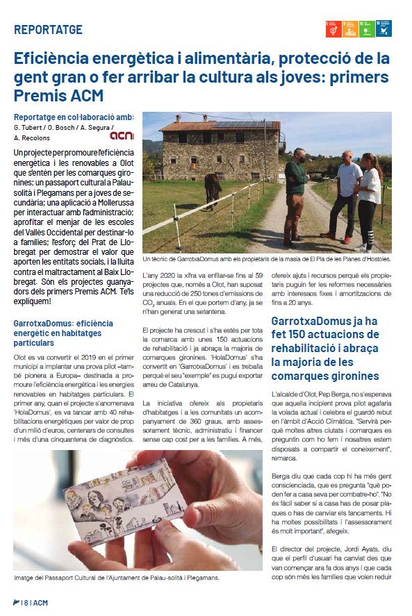 GiDomus's tweet photo. ✳️@ACMunicipis ens ha fet un petit reportatge del projecte #GarrotxaDomus com a guardonats dels #PremisACM en la categoria d'#AccióClimàtica.

👉https://t.co/RxHynePuEA

@Olotuit @FEuroPACE 
#laGarrotxa #TransicióEnergètica #energiesrenovables https://t.co/W1EjlzU7S3