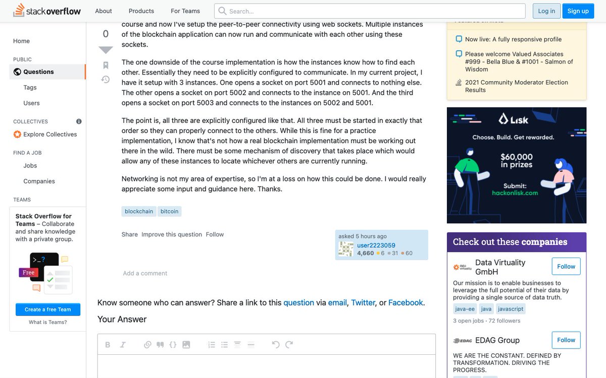 Lisk's tweet photo. #Lisk is now featured on @StackOverflow. 🔶
🔸 Stack Overflow is a public platform building a collection of coding questions & answers, with an average of +250M visitors monthly. 🙌 https://t.co/QHS3up8fTP