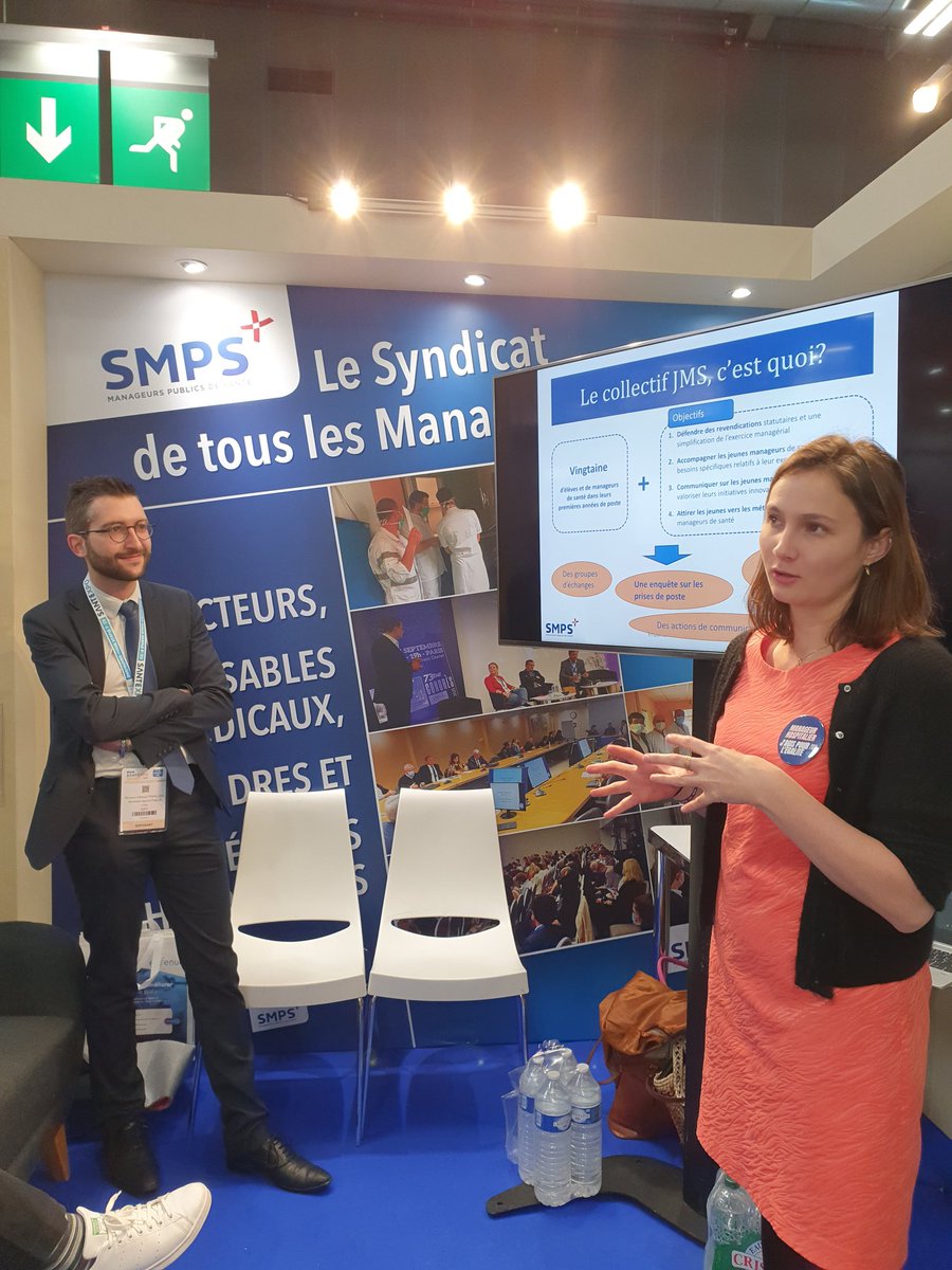 Présentation de l'enquête sur les conditions de la prise de poste des jeunes managers de santé sur le stand @SMPS_national à #SantExpo2021 
Vos élus à tous les moments de la carrière sont auprès de vous. <a href="/c_triballeau/">Clément Triballeau</a> <a href="/rsanquer/">Ronan Sanquer</a> <a href="/Jerome_Goeminne/">Jérôme GOEMINNE</a> <a href="/PlantevinMarine/">Marine Plantevin</a>