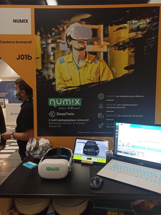AgenceNumix's tweet photo. Retrouvez-nous aujourd'hui et jusqu'à demain Stand J01b au #SIDO2021 à Paris, l'évènement #Iot, #IA, #XR &amp; #Robotique. Découvrez notre outil pédagogique immersif et multi support #DeepTwin dimensionné pour le secteur industriel ! #Metaverse https://t.co/aMt8lFaXnK