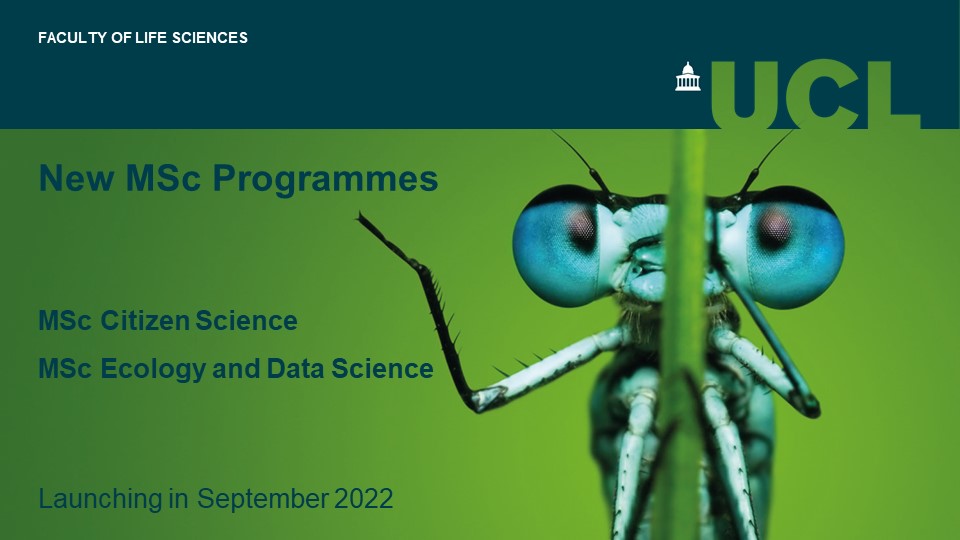 We are launching two brand new PGT programmes at our amazing new UCL East campus: MSc Ecology & Data Science tinyurl.com/2dvktpyu, and MSc Citizen Science tinyurl.com/52yh55uw. Live info session Thurs 5:30 pm UK time: register your interest  here tinyurl.com/ehyues2