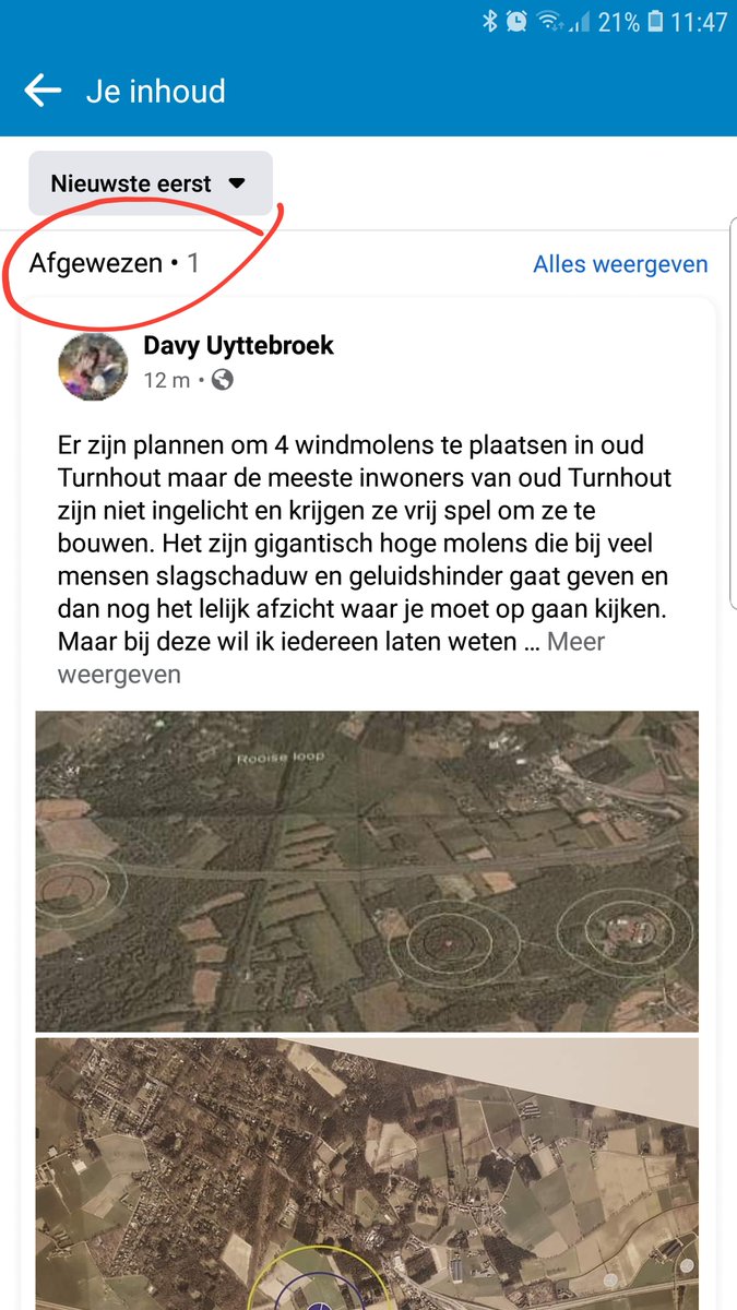 DHuybreghts's tweet photo. #OudTurnhout #groen #Eoly #windturbines Dit bericht werd op Facebook Oud-Turnhout onmiddellijk afgewezen!! Waarom? Mag de waarheid niet gezegd worden? #Terzake #windmolens https://t.co/zr62D8crJL