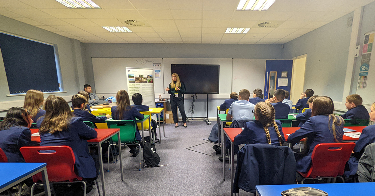TEP_Ltd's tweet photo. Thank you to @CEOSalfordFDN for inviting us to take part in @swintoncoop's World of Work event.
We are positive TEP's @VJennings88 flew the flag well and inspired more young people into the environment profession!
#InvestorsInPeople #CSR #Salford #Environment #TalkLandscape https://t.co/i2TsCfvvC6