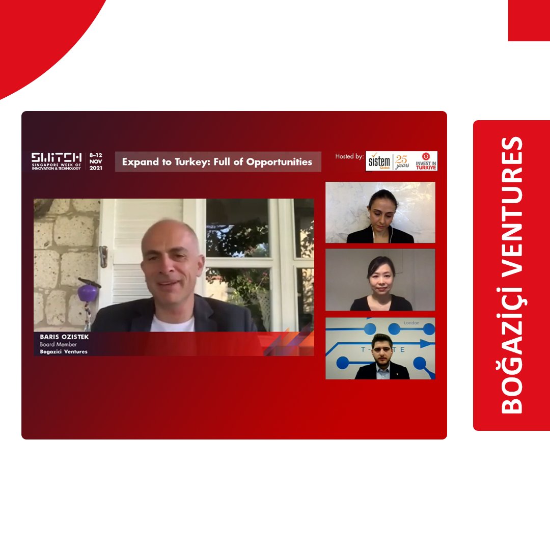 BogaziciVenture's tweet photo. Singapore Week of Innovation and TeCHnology #SWITCH2021 brings together leaders, entrepreneurs, creators, accelerators and investors from the Global innovation ecosystems.
@BogaziciVenture board member Barış Özistek attended the "Expand to Turkey: Full of Opportunities" panel. https://t.co/vLZKEGQwCv