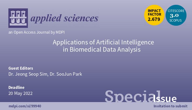 Applsci's tweet photo. #SpecialIssue
https://t.co/vWiaGSLng2
DD: 20 May 2022
Guest Editors: Dr. Jeong Seop Sim and Dr. SooJun Park
#artificialintelligence #deeplearning #biomedicaldataanalysis #sequenceanalysis #bioinformatics #mdpiapplsci #openaccess https://t.co/n98LZBEKOt