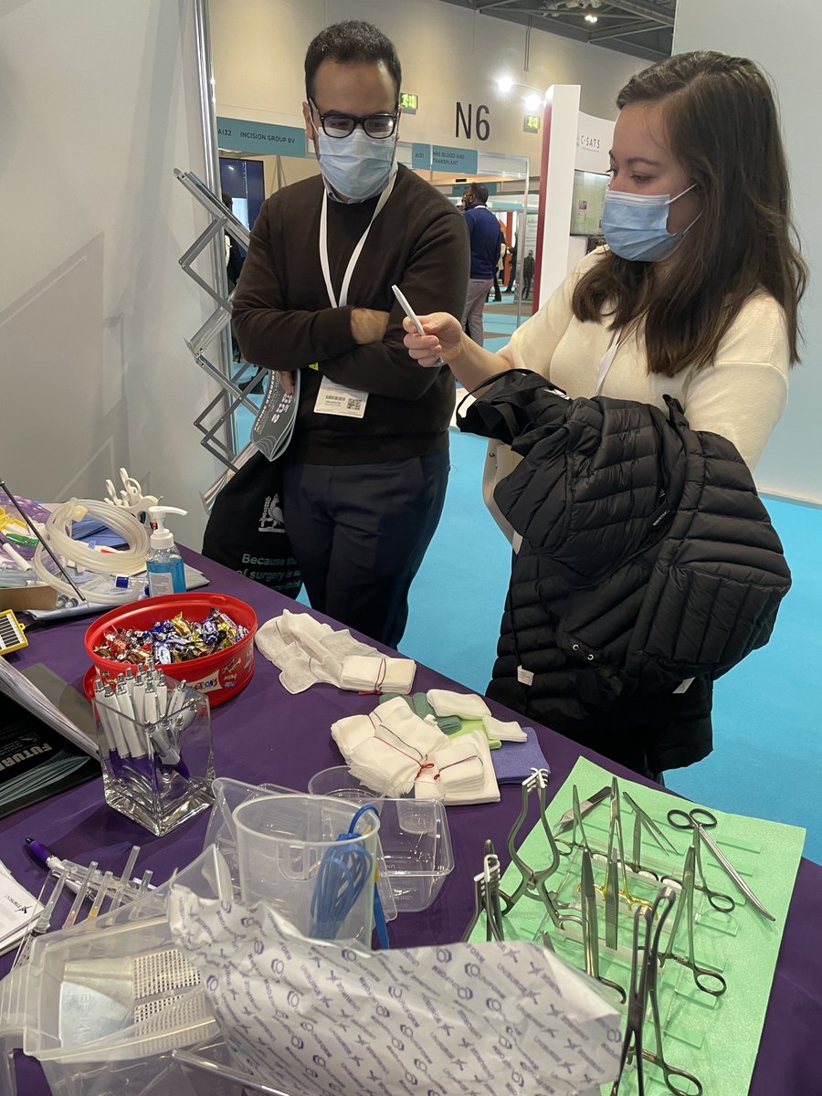 unisurge's tweet photo. Great to see Yousef Abduldaiem from St George’s and Alicia Wong from University Hospitals of Plymouth this morning, talking through our products and having a hands-on approach #futuresurgery2021 #unisurge #medical #procedurepacks https://t.co/ula5AKwbsl